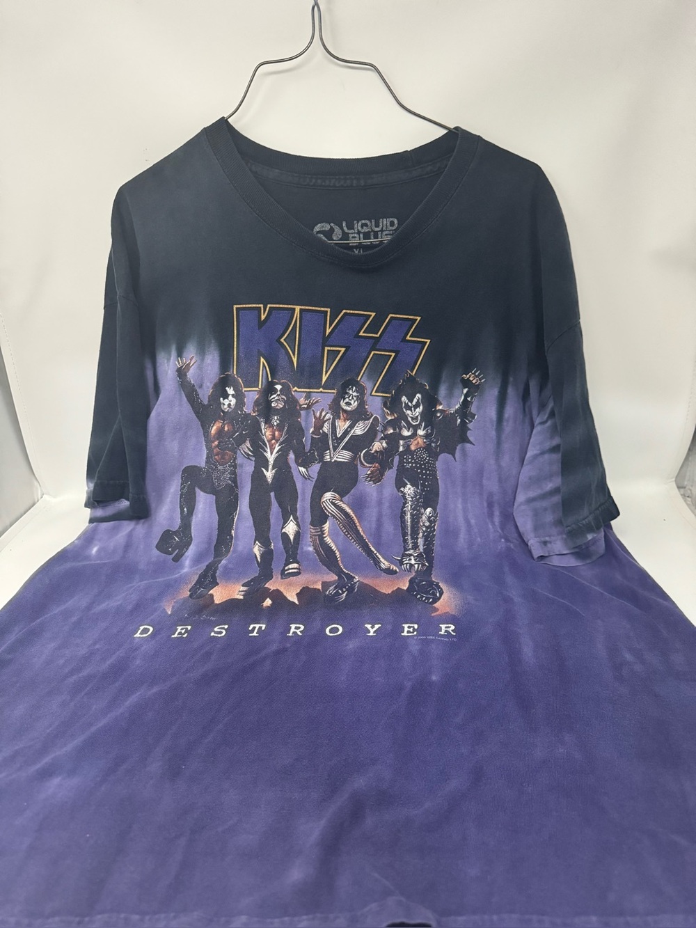 Vintage 2005 KISS 'Destroyer' Mens Graphic Tee - Purple/liquid blue preowned